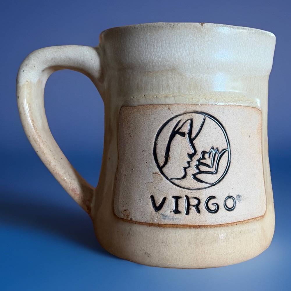 Virgo Zodiac Sign Ceramic Coffee Mug Lg 20oz Wide Handle Drip Glaze N-D Art Read